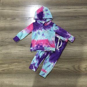 Boutique Girls Tie Dye Hooded Sweatsuit Outfit Set